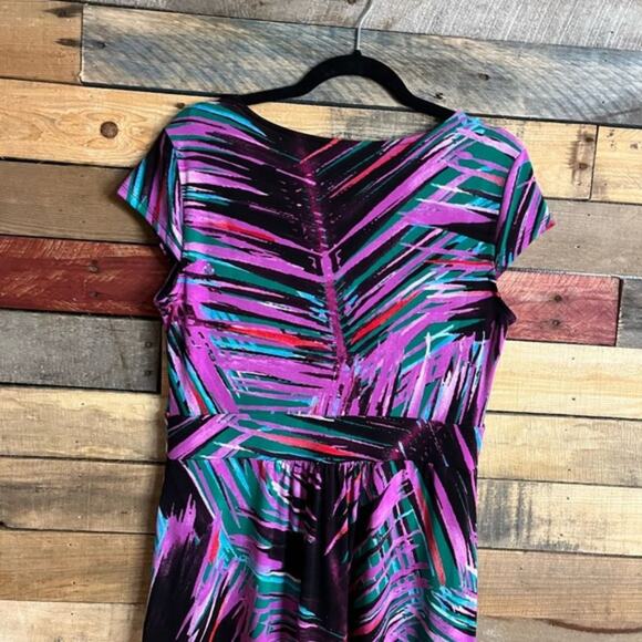 Dana Buchman‎ Purple Abstract Cap Sleeve Maxi Dress Size Medium - Picture 7 of 14